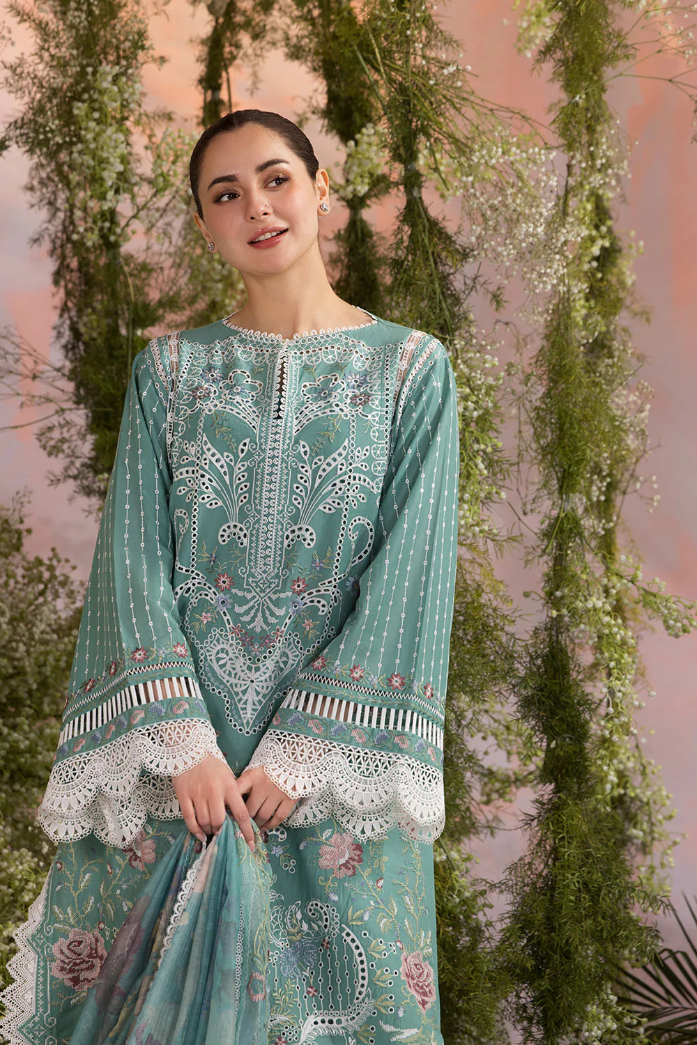 Noor-e-Eid Chikankari Luxe ’26-3PC Unstitched Premium Lawn Suit-E55