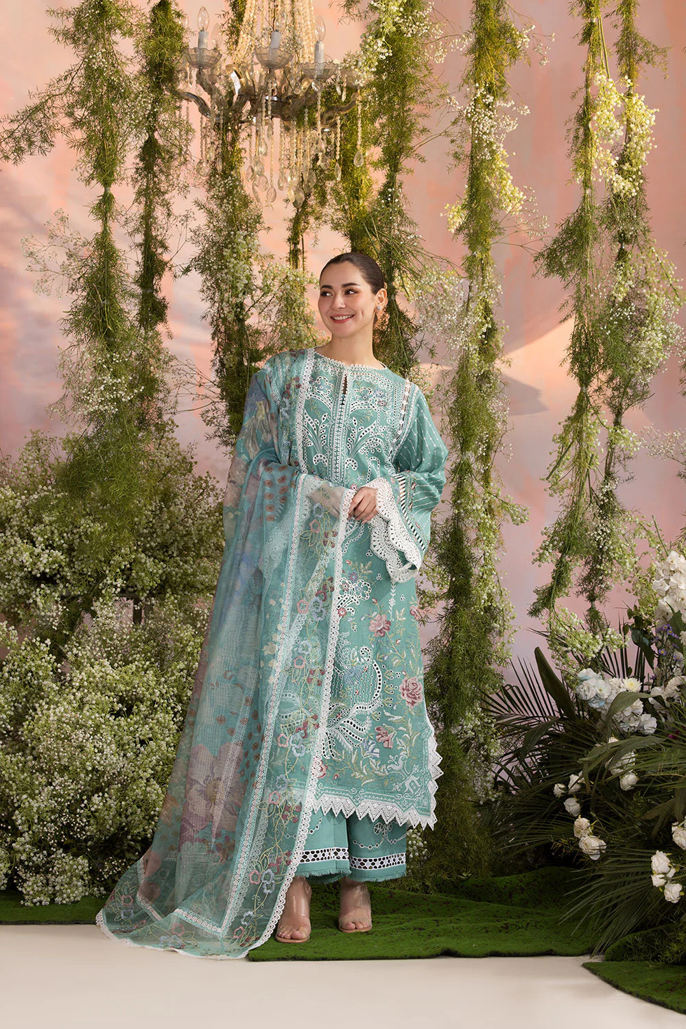 Noor-e-Eid Chikankari Luxe ’26-3PC Unstitched Premium Lawn Suit-E55