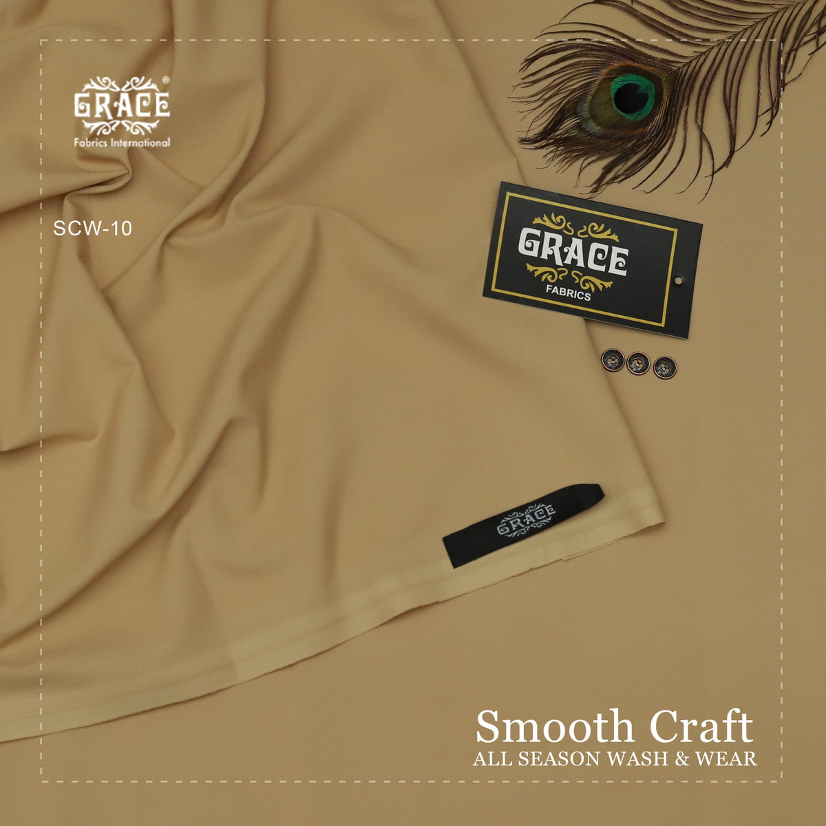 GRACE Royale Men’s Unstitched Suit Luxury Wash & Wear Camel colour!