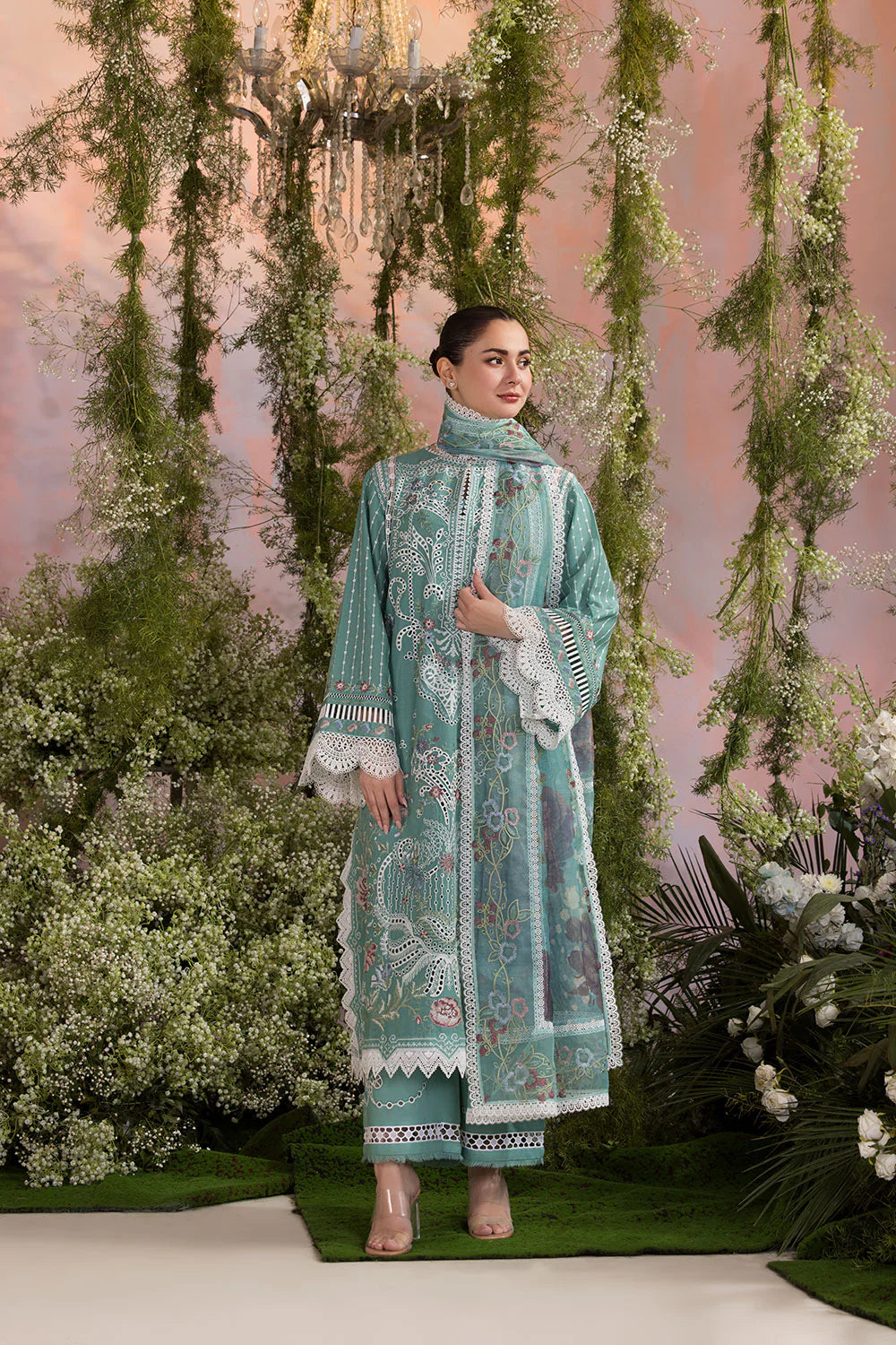 Noor-e-Eid Chikankari Luxe ’26-3PC Unstitched Premium Lawn Suit-E55