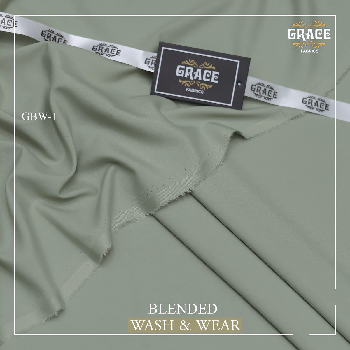GRACE Royale Men’s Unstitched Suit Luxury Wash & Wear Mist Green Colour!￼