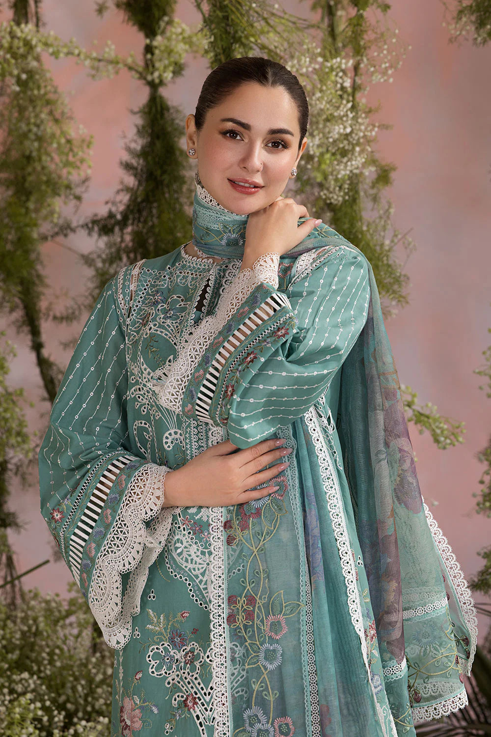 Noor-e-Eid Chikankari Luxe ’26-3PC Unstitched Premium Lawn Suit-E55