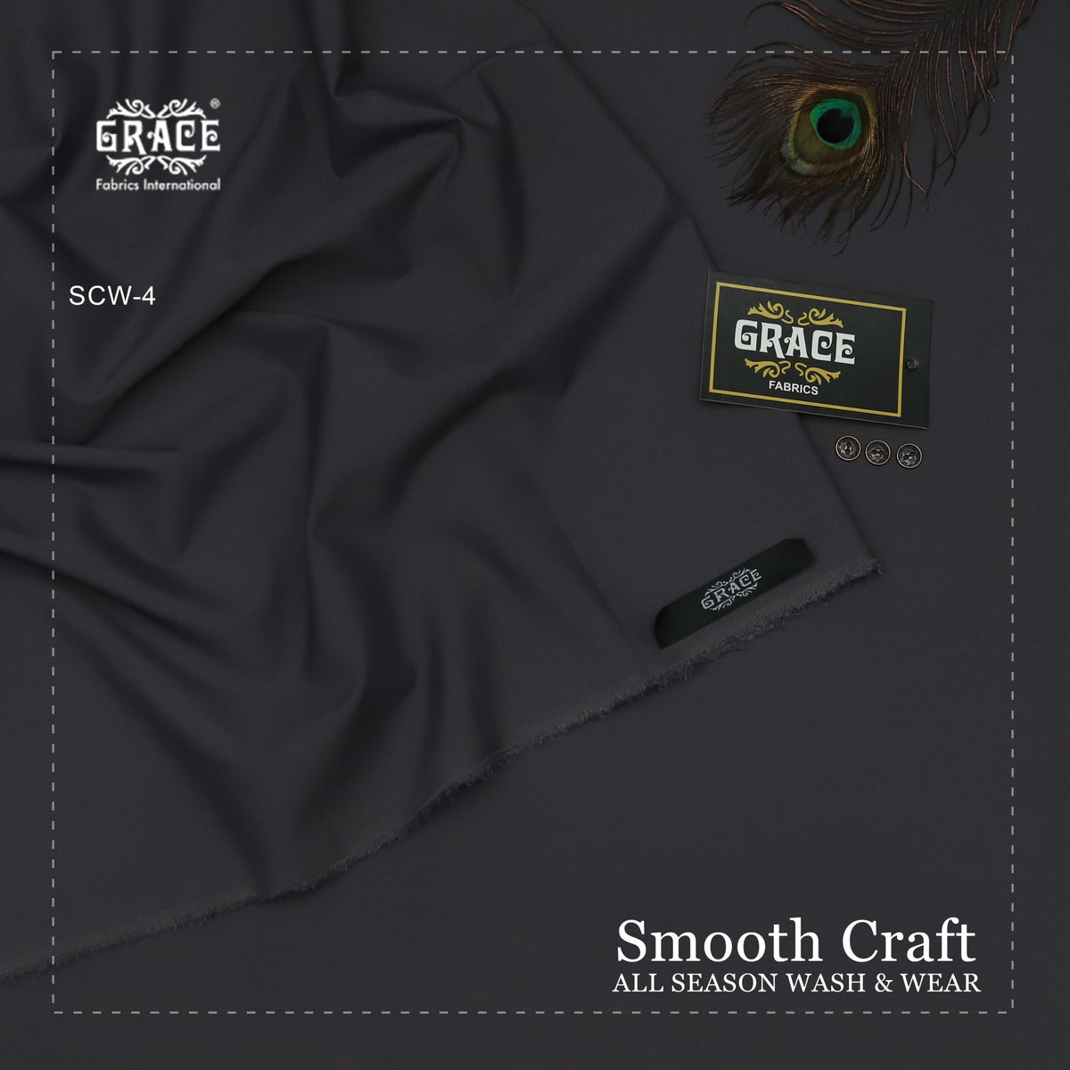 GRACE Royale Men’s Unstitched Suit Luxury Wash & Wear Charcoal Colour!