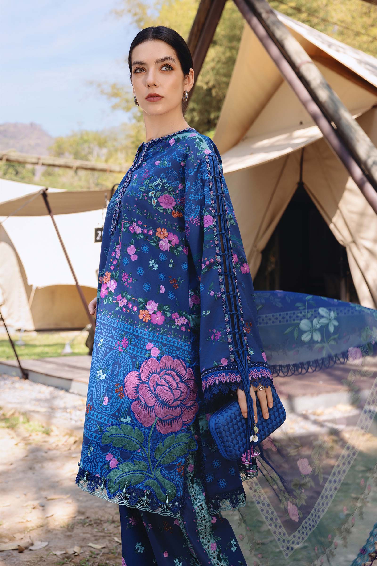 M B Eid Luxe Royale – Embroidered Elegance Digital Printed Lawn 3PC Suit #A-11