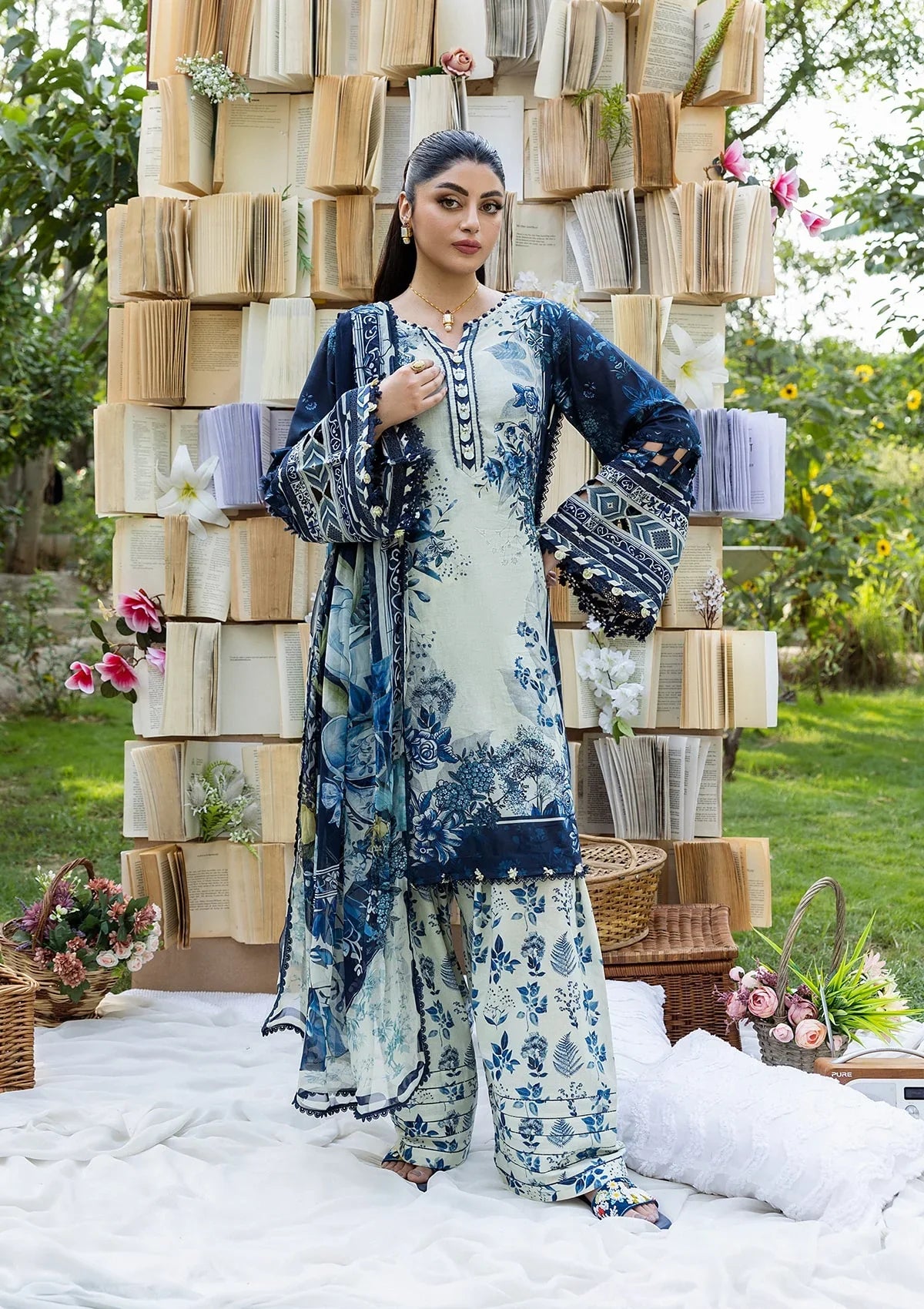Nooré Chiffon Luxe – Eid premium Lawn 3PC Suit -A19