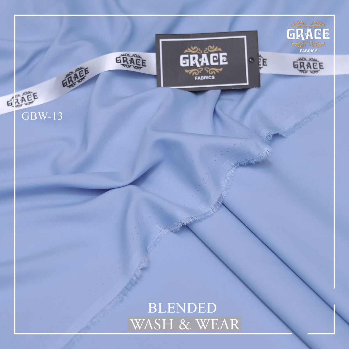GRACE Royale Men’s Unstitched Suit Luxury Wash & Wear Sky Blue Colour!