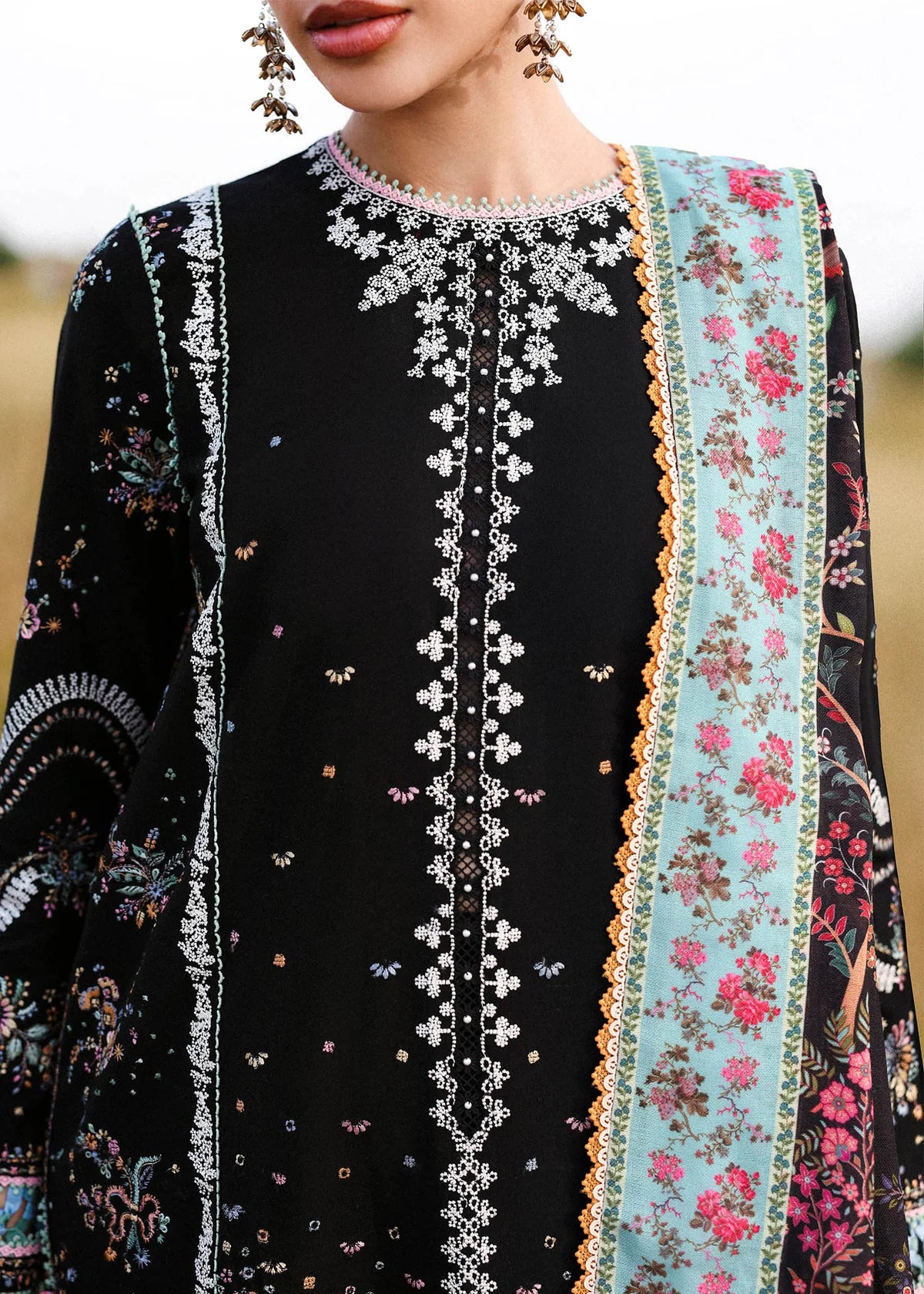 Hussain Rehar Fancy Frock Edition-3PC Unstitched Premium Lawn Suit-H1