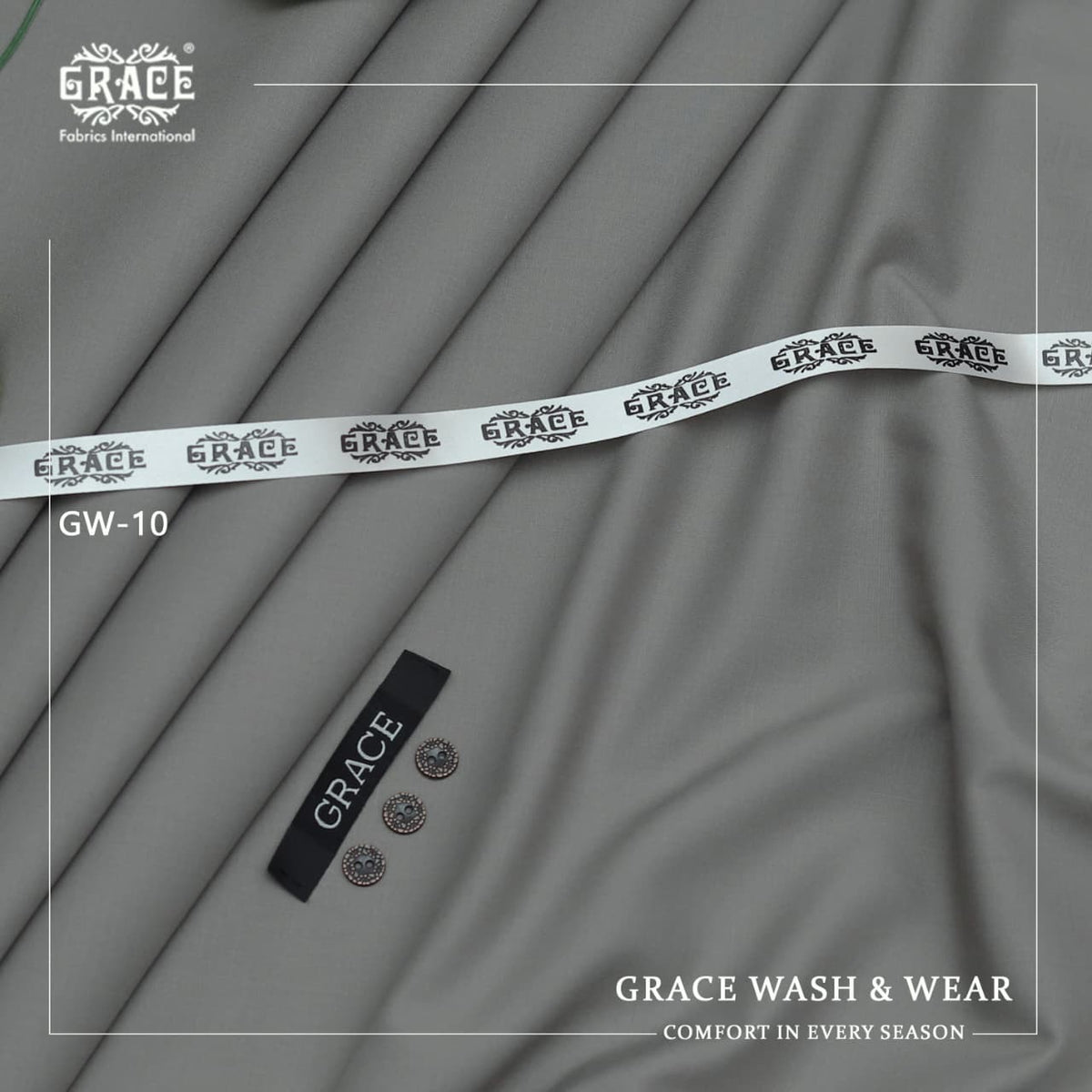 GRACE Royale Men’s Unstitched Suit Luxury Wash & Wear Ash Gray Colour!